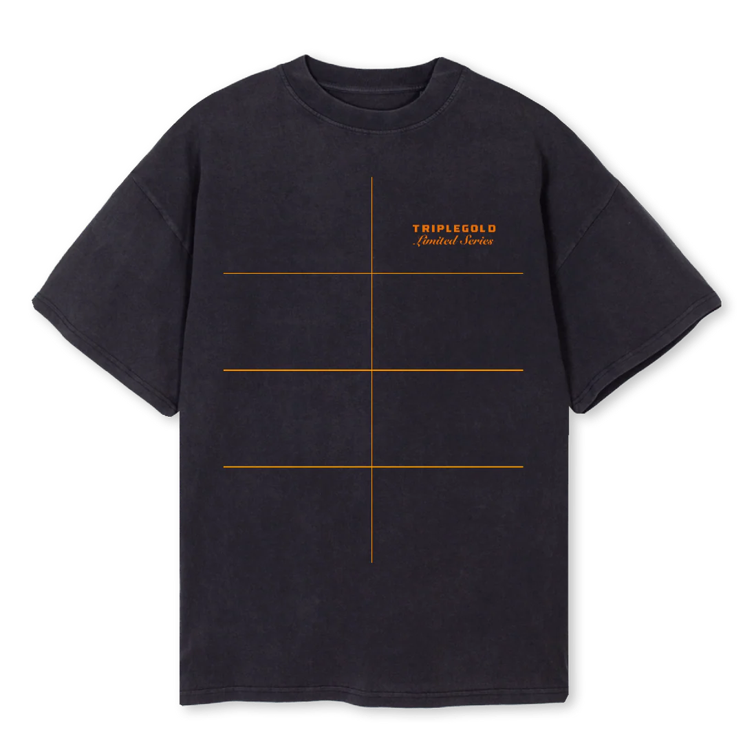 LIMITED TEE LA PRINT Vintage Black Oversized Tee.