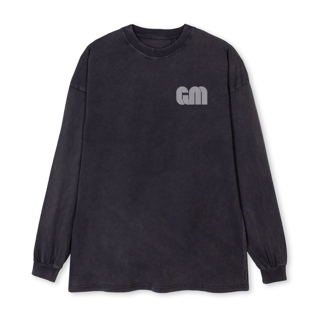 LINED Vintage Black Oversized LS Tee.