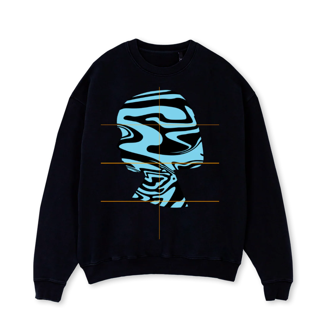 LIQUIDFY Black Oversized Crewneck Sweater.