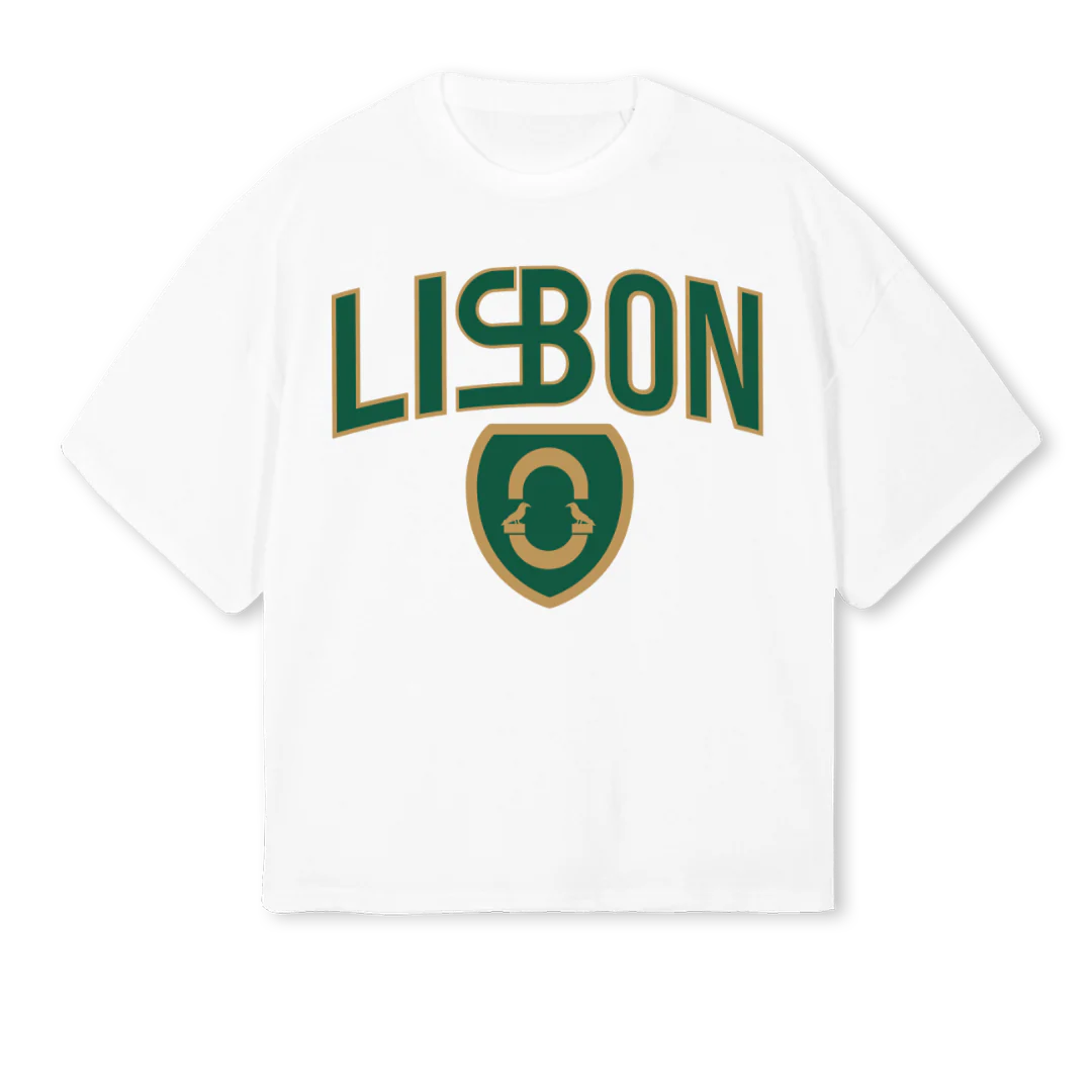 LISBOY White Oversized Boxy Tee.