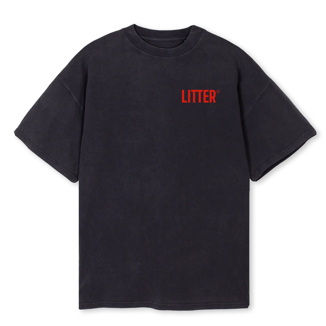 LITTERONE Vintage Black Oversized Tee.