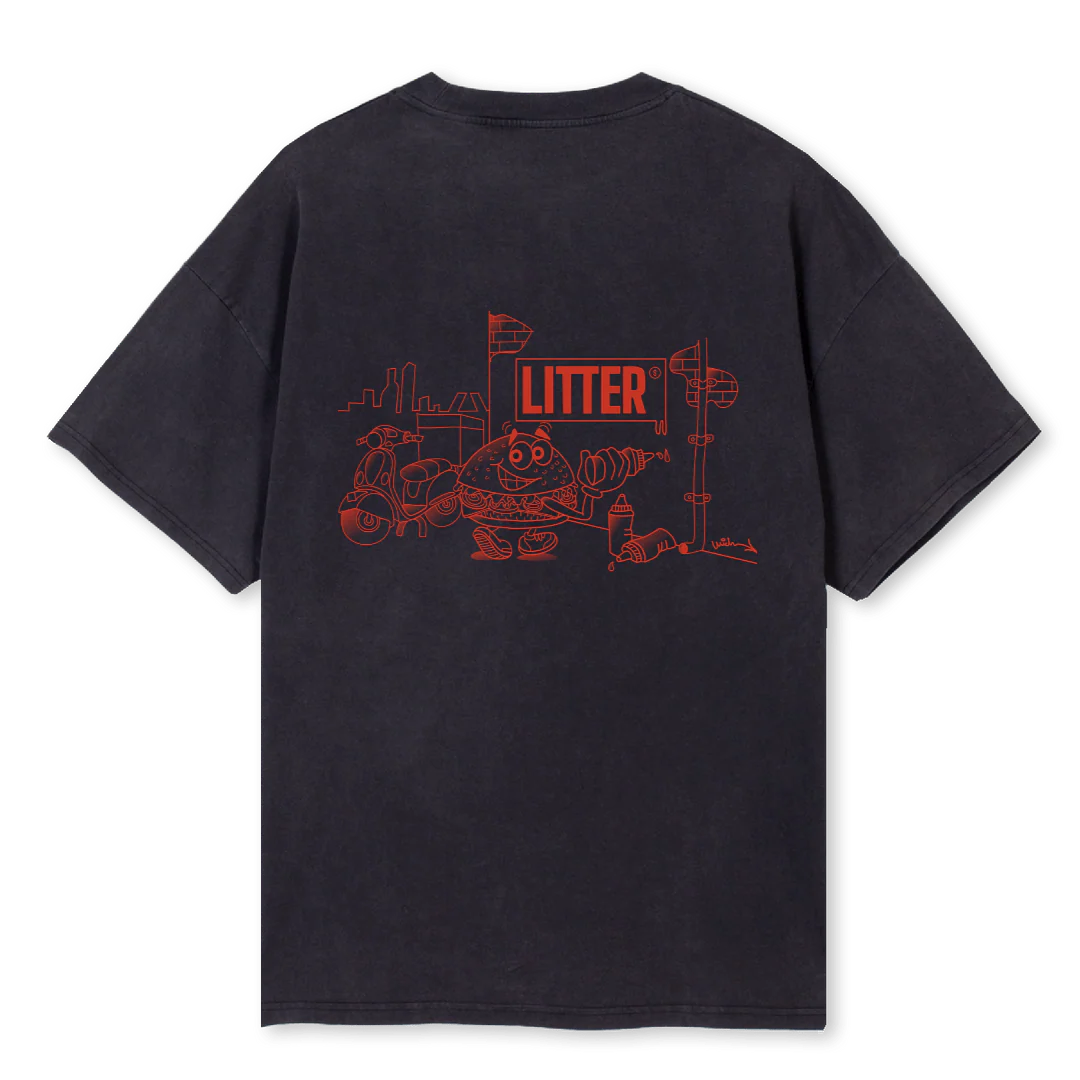 LITTERONE Vintage Black Oversized Tee. - Image 2