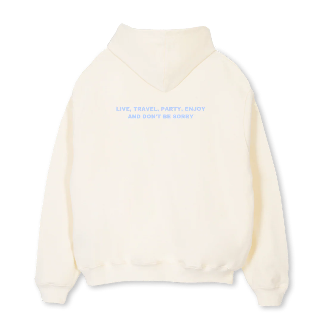 LIVETRAVELHOODIE Cream Oversized Hoodie. - Image 2