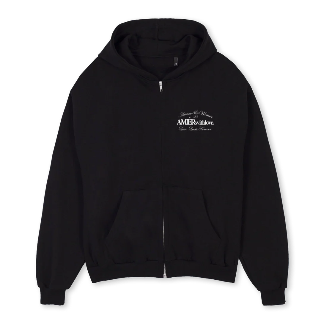 LLH Black Oversized Zipped Hoodie.