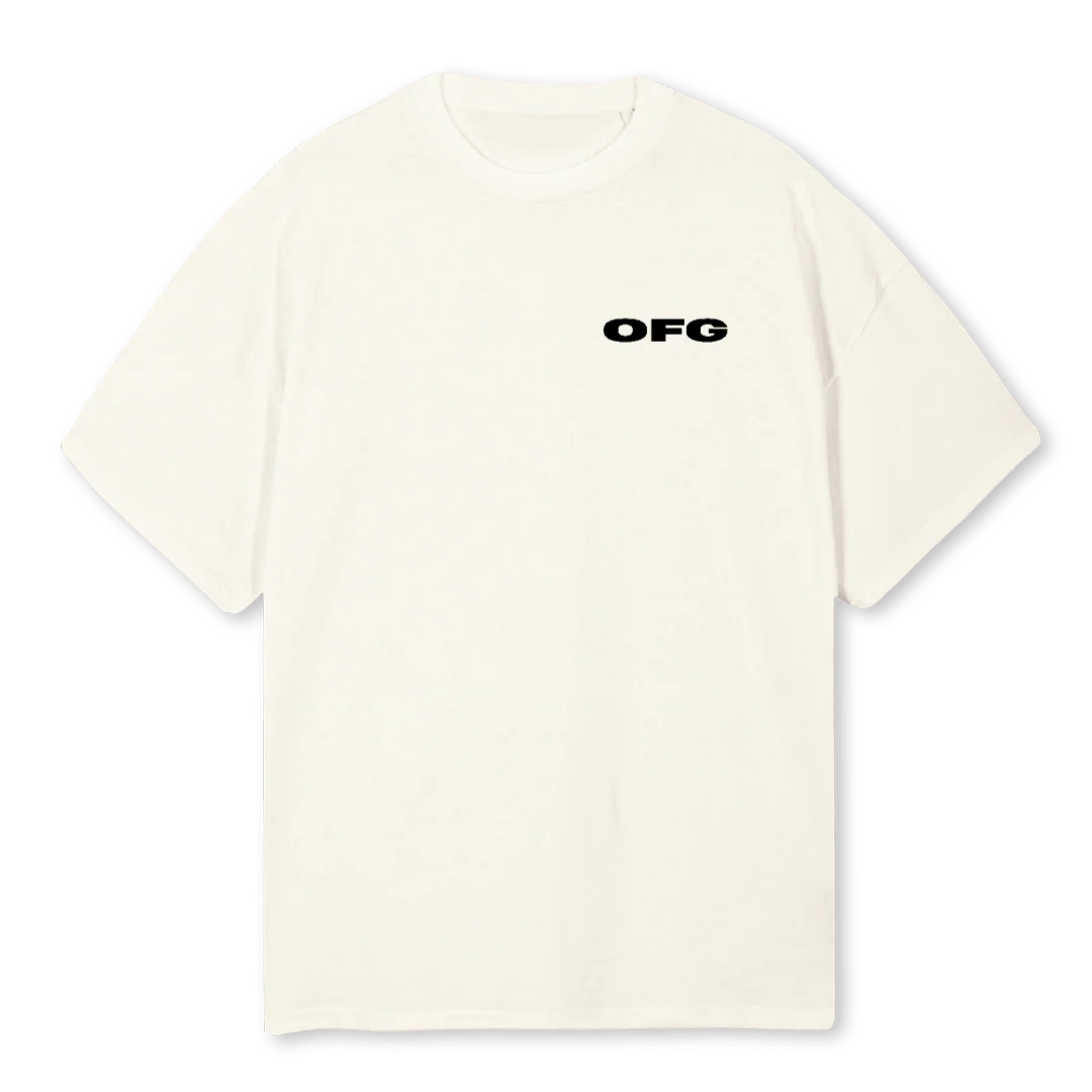 LLL BACKDESIGN Cream Oversized Tee.