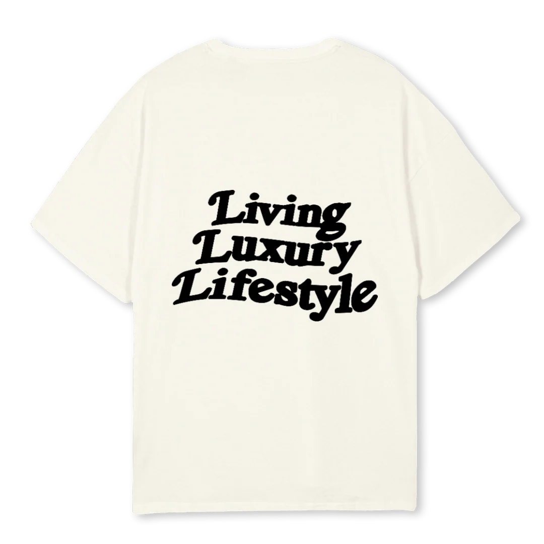 LLL BACKDESIGN Cream Oversized Tee. - Image 2