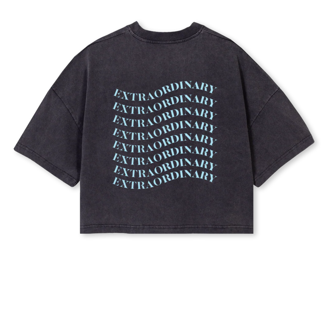LLPCROPPED Vintage Black Cropped Oversized Tee.