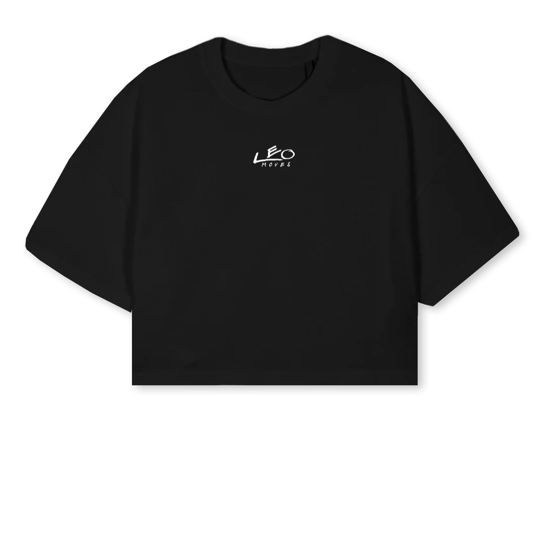 LMCROPTWO Black Cropped Oversized Tee.