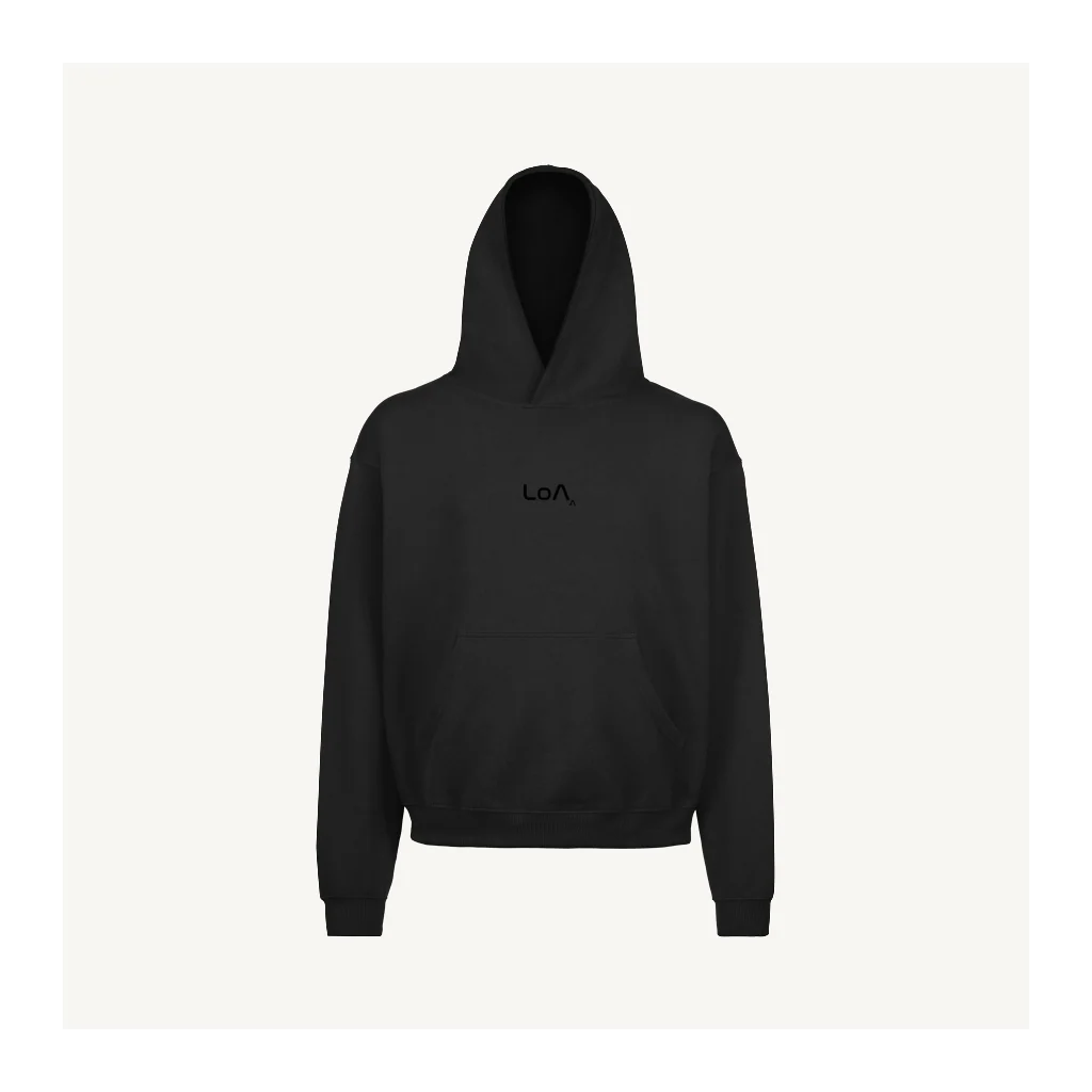 LOA Embroider Black Oversized Hoodie.