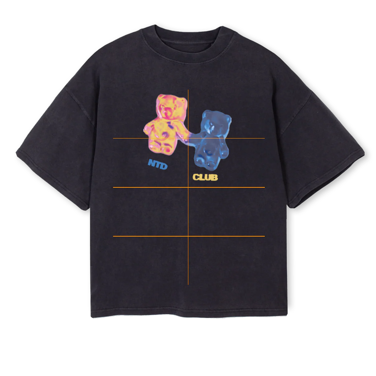 LOBEARS Vintage Black Oversized Boxy Tee.