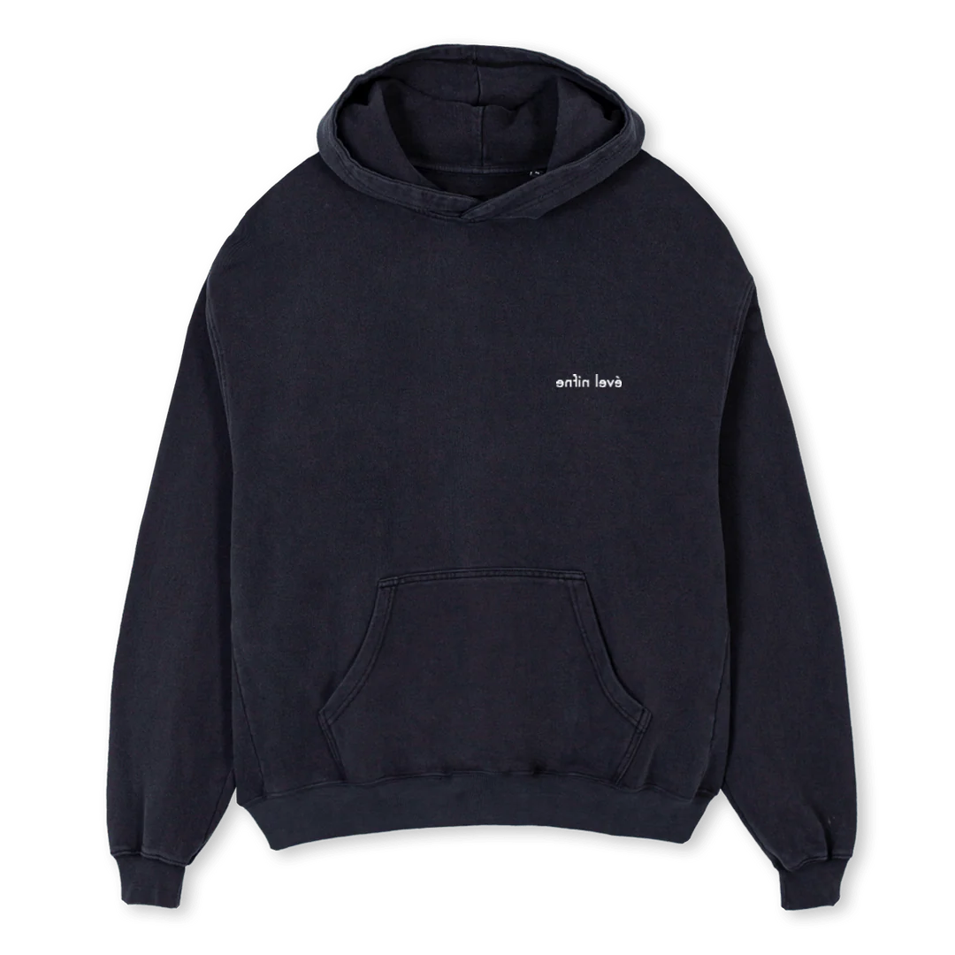 LOG FRONT Vintage Black Oversized Hoodie.