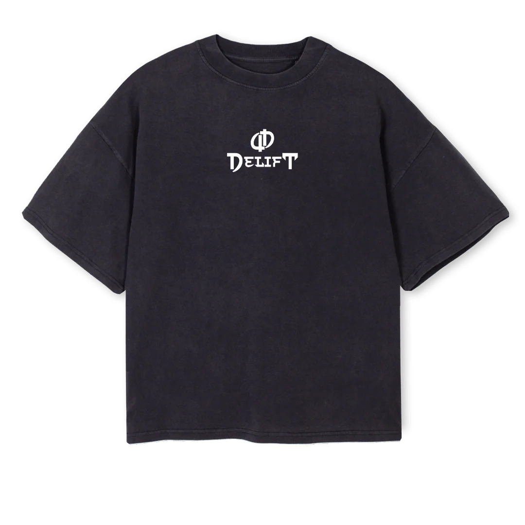LOGOCENTFRONTGV Vintage Black Oversized Boxy Tee.