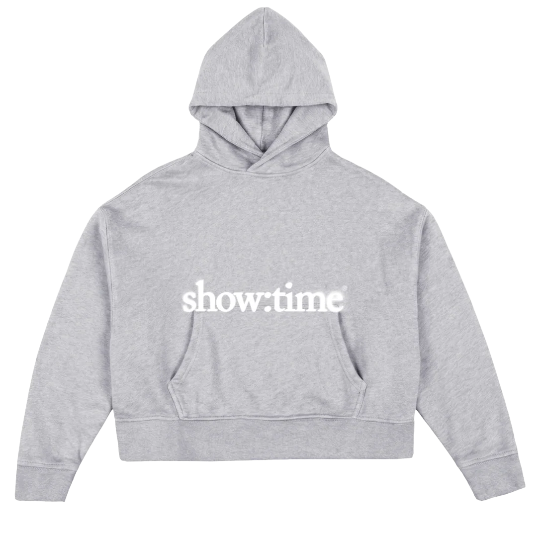 LOGOMIDDLE Light Grey Marl Oversized Boxy Hoodie.