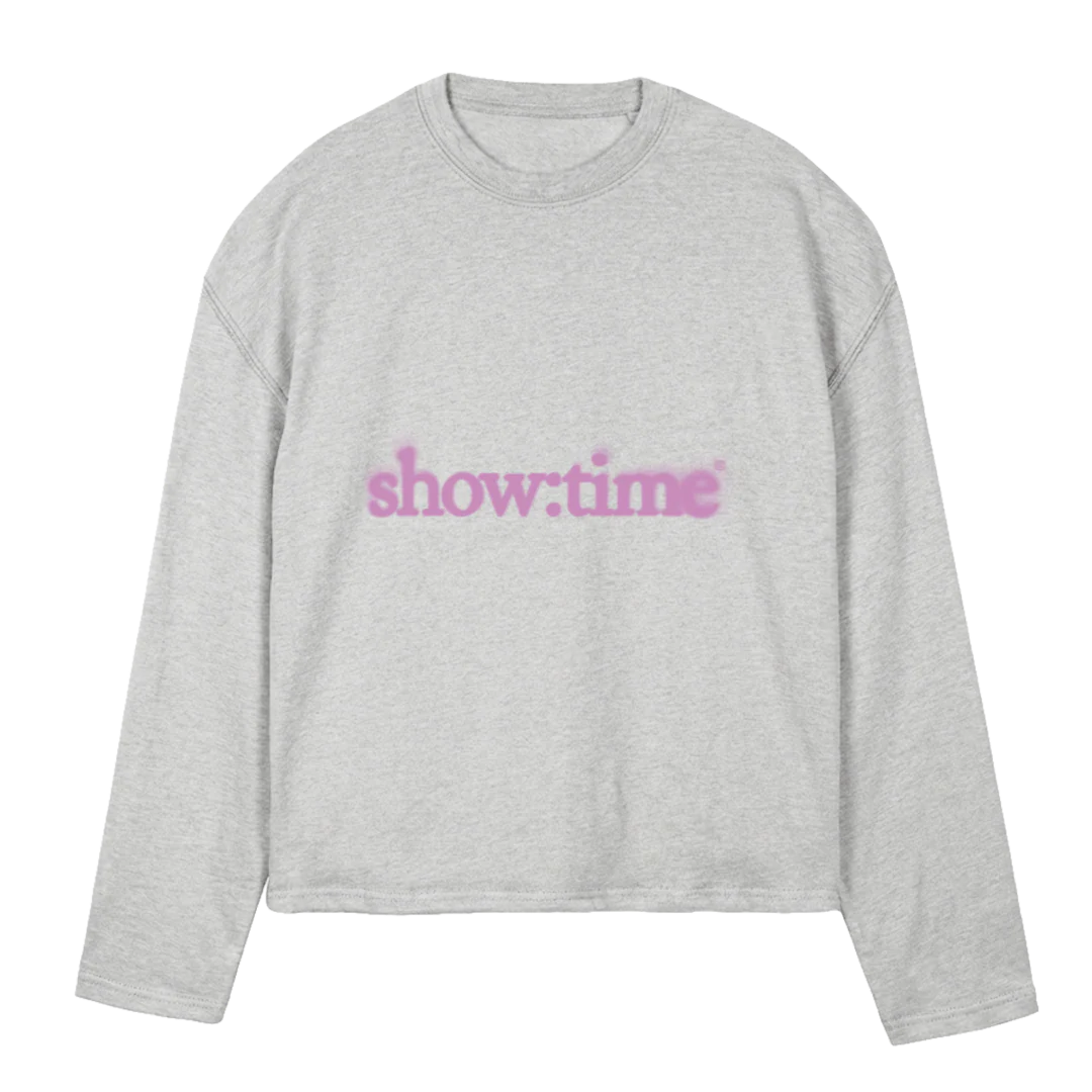 LOGOROZE Light Grey Marl Oversized Boxy LS Tee.