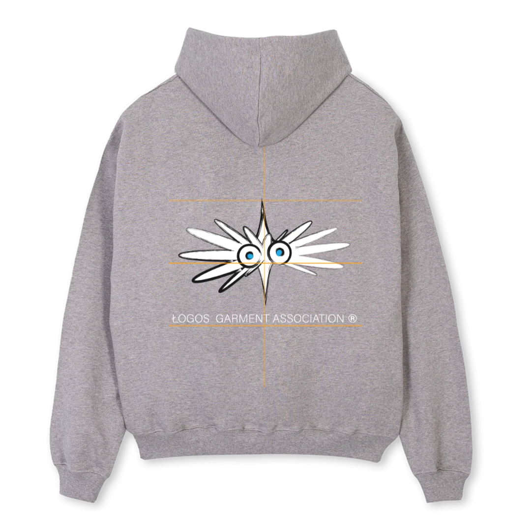LOGOSTRR Grey Marl Oversized Zipped Hoodie.