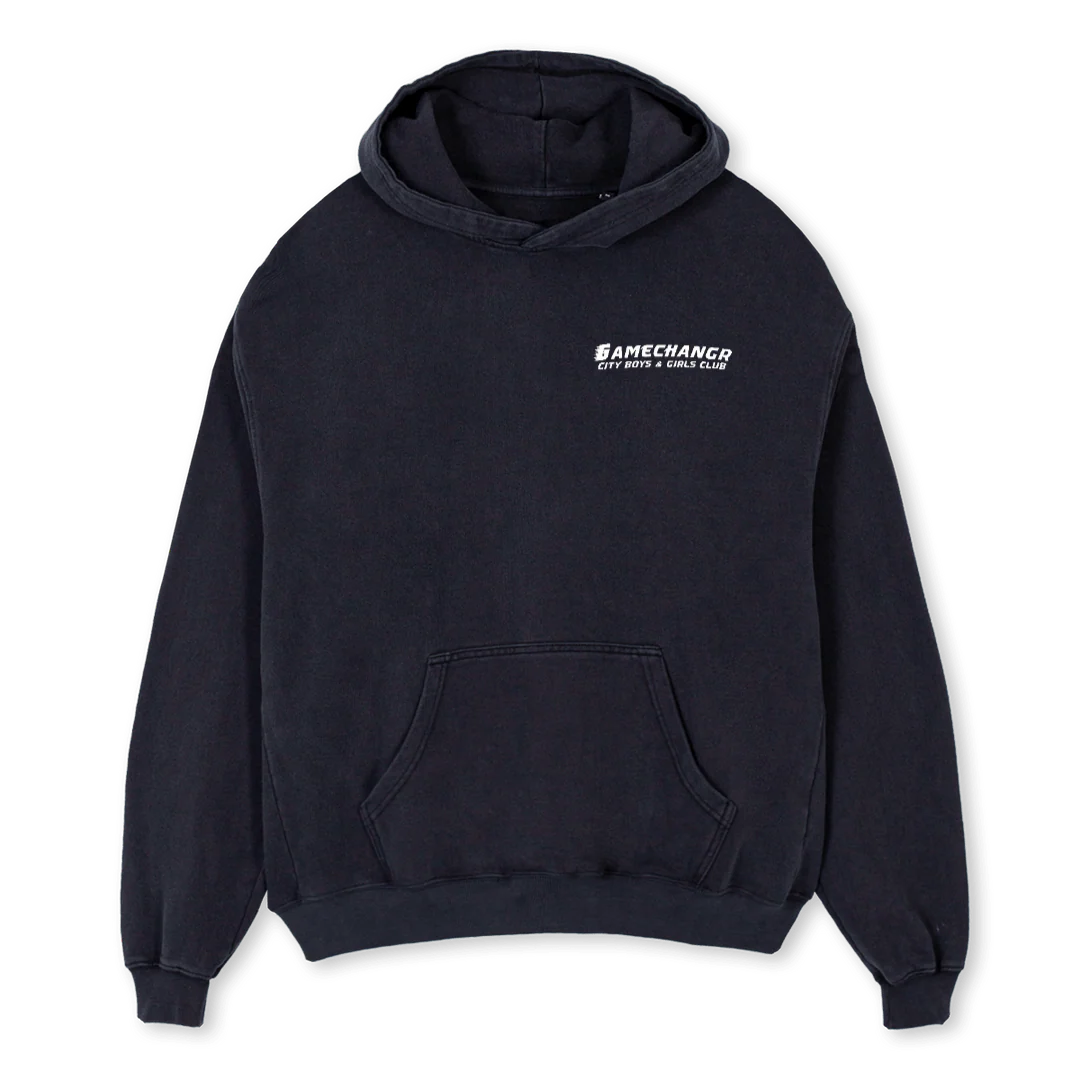 LONDON Vintage Black Oversized Hoodie.