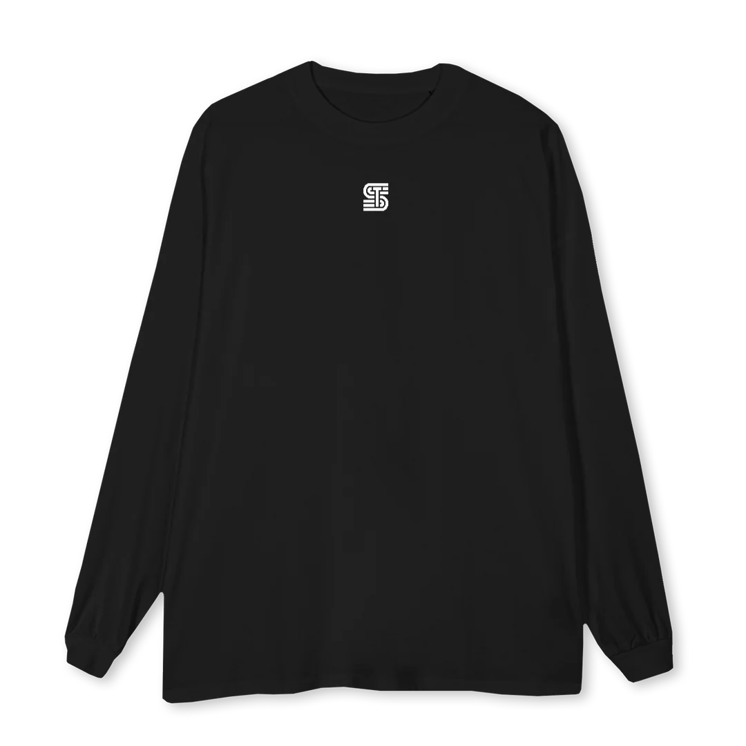 LONGEINS Black Oversized LS Tee.