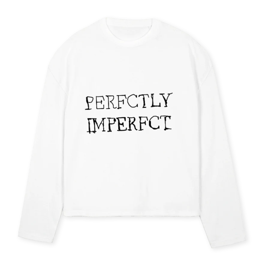 LONGSLEEVEPERF White Oversized Boxy LS Tee.