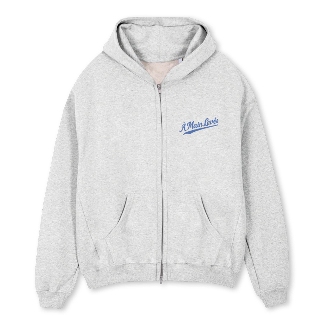 LOSANGELESZIPHOODIE Light Grey Marl Oversized Zipped Hoodie.