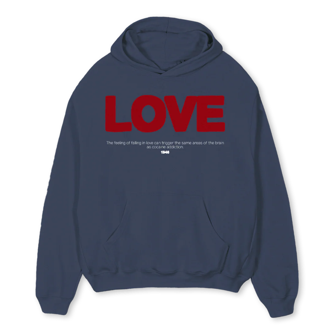 LOVE Navy Blue Oversized Hoodie.