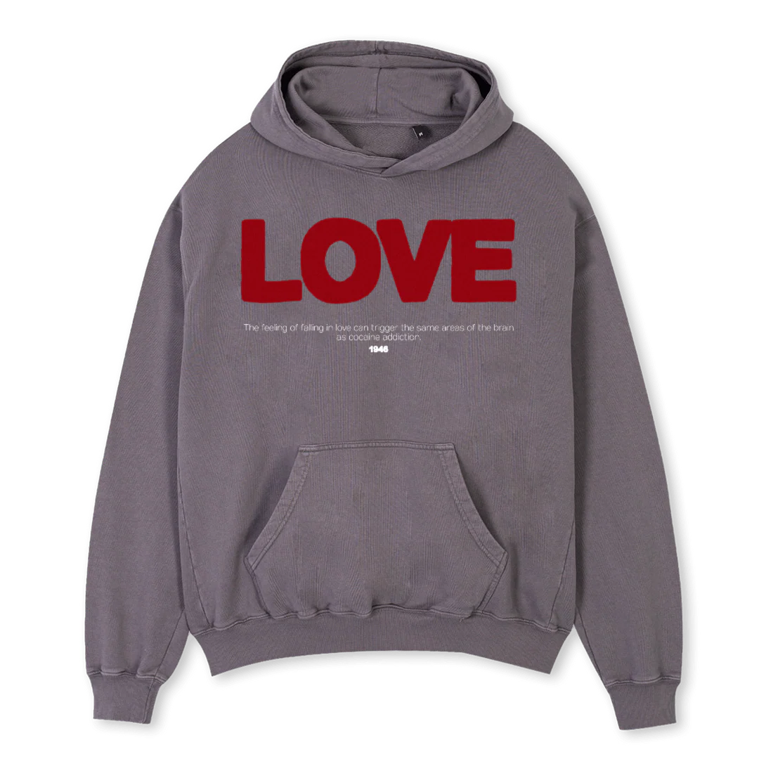LOVE Pigment Grey Oversized Hoodie.