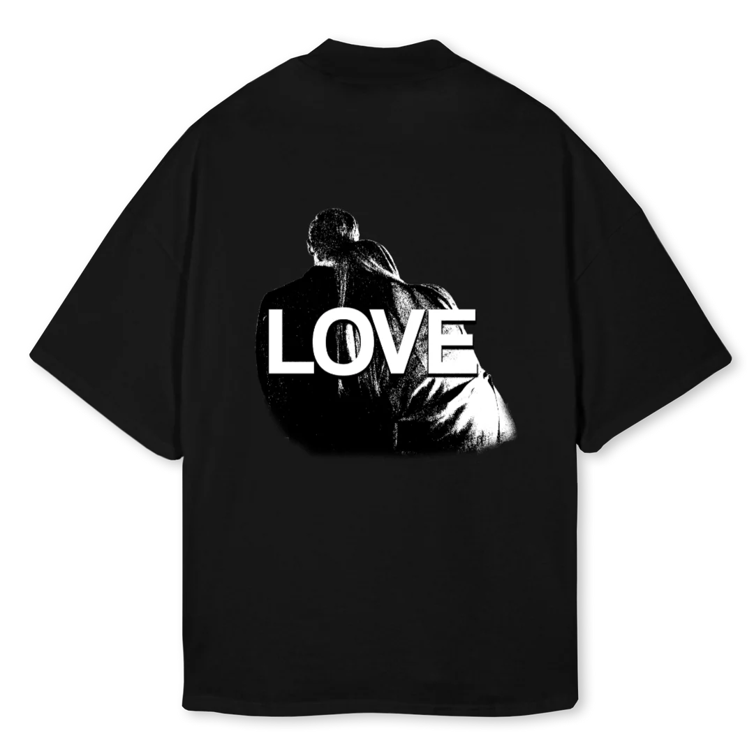 LOVEFOREVERMOCK Black Oversized Mock Neck Tee. - Image 2