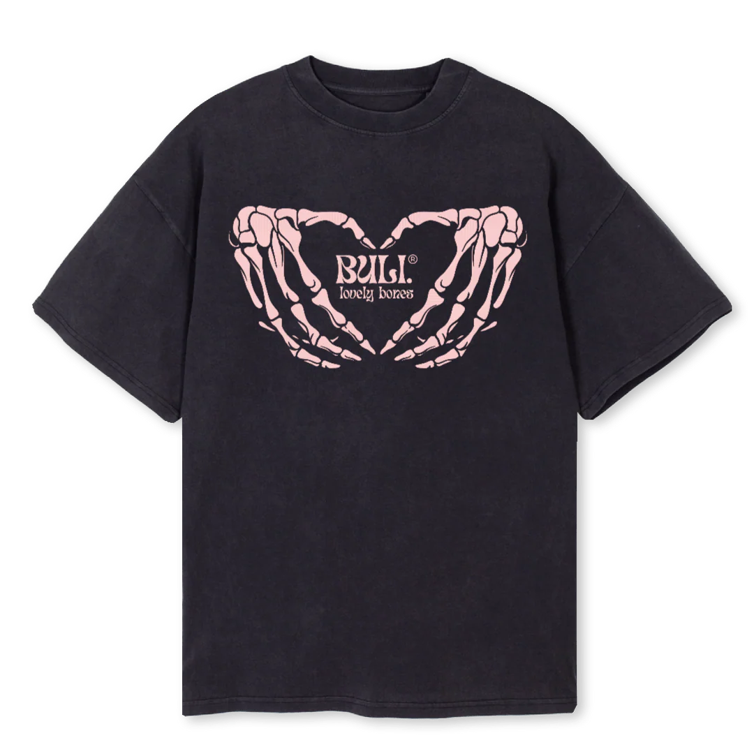 LOVELYBONESTEE Vintage Black Oversized Tee.