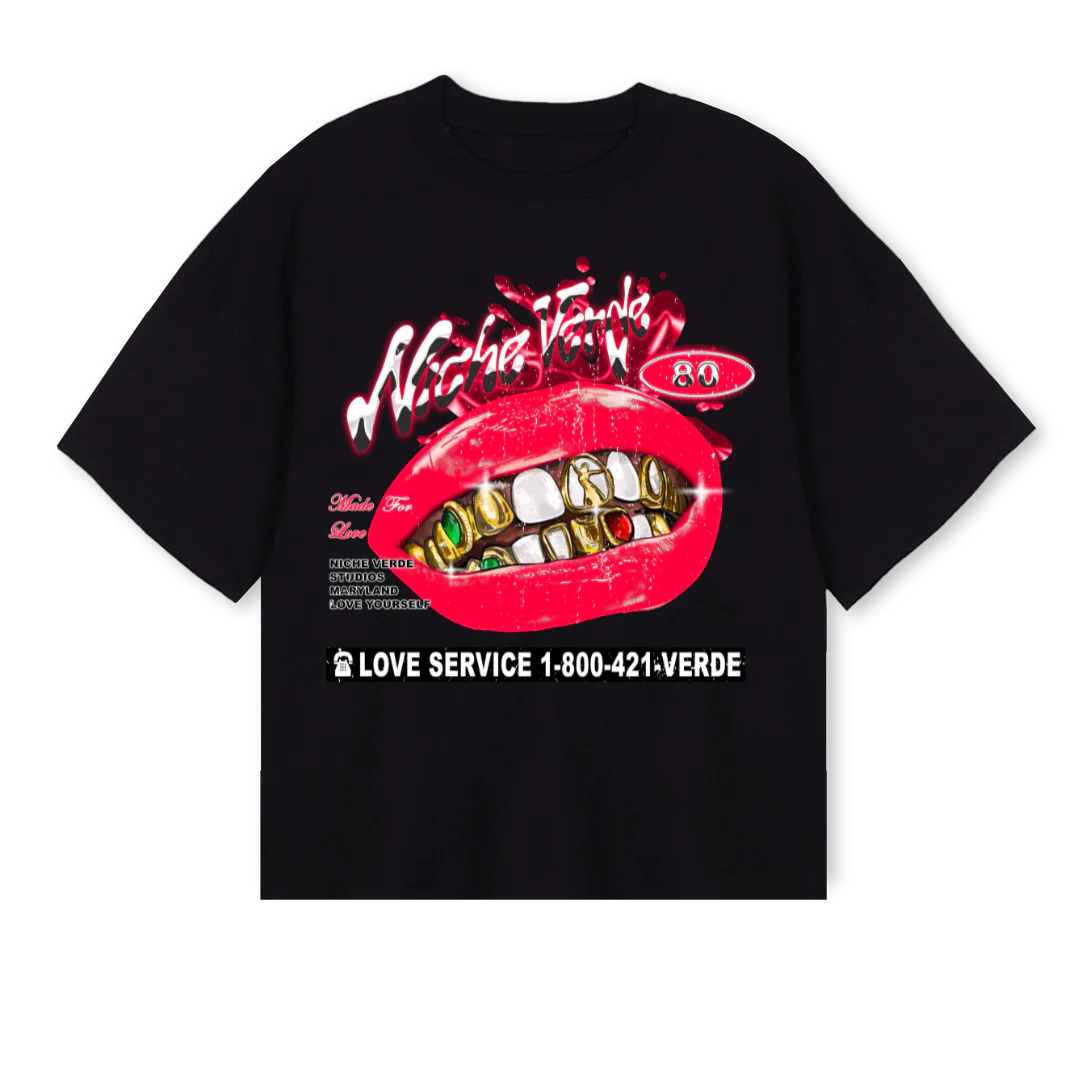 LOVEMADE Black Oversized Boxy Tee.