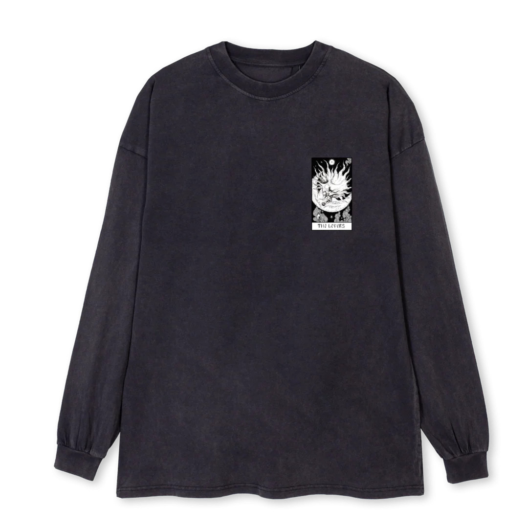 LOVERSLONG Vintage Black Oversized LS Tee.