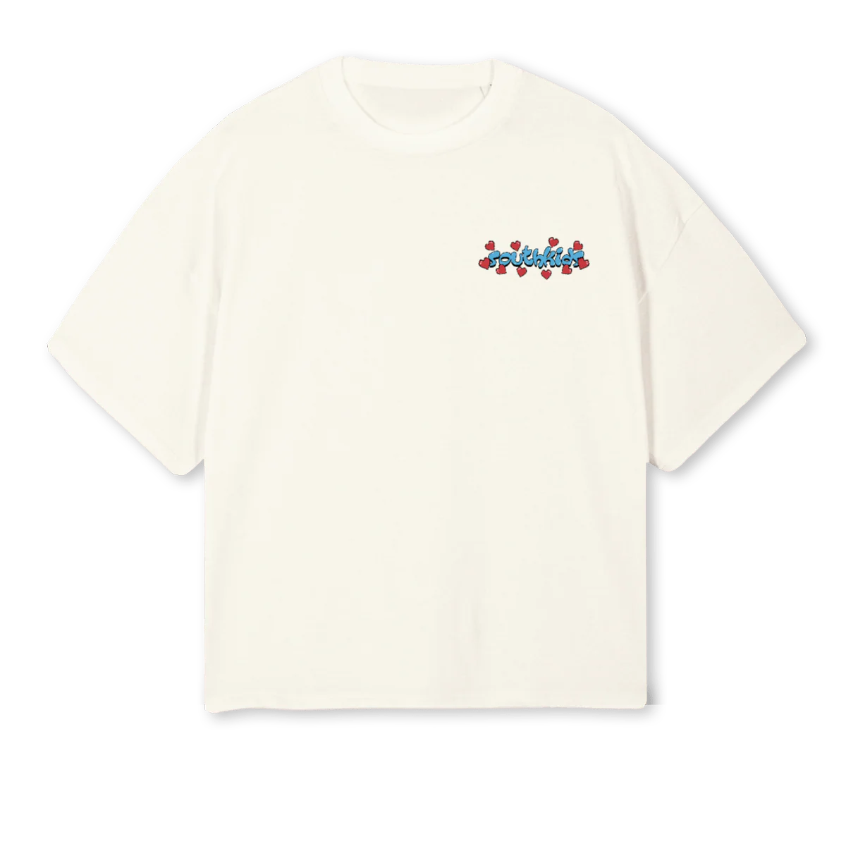 LOVERSTEE Cream Oversized Boxy Tee.