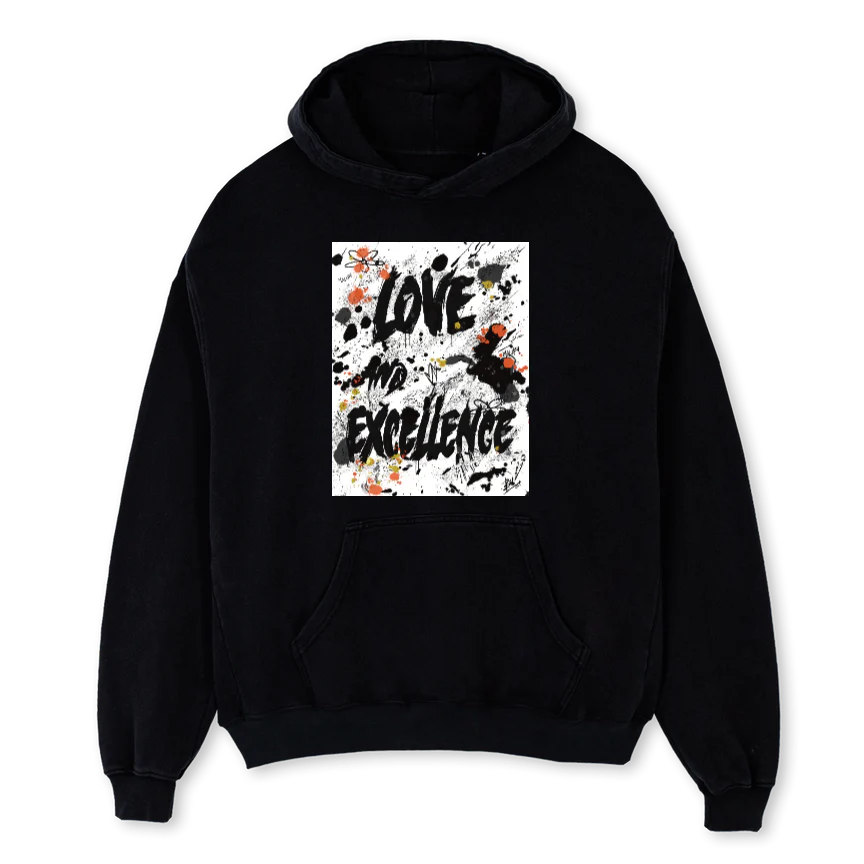 LOVETWOHDBLK Black Oversized Hoodie.