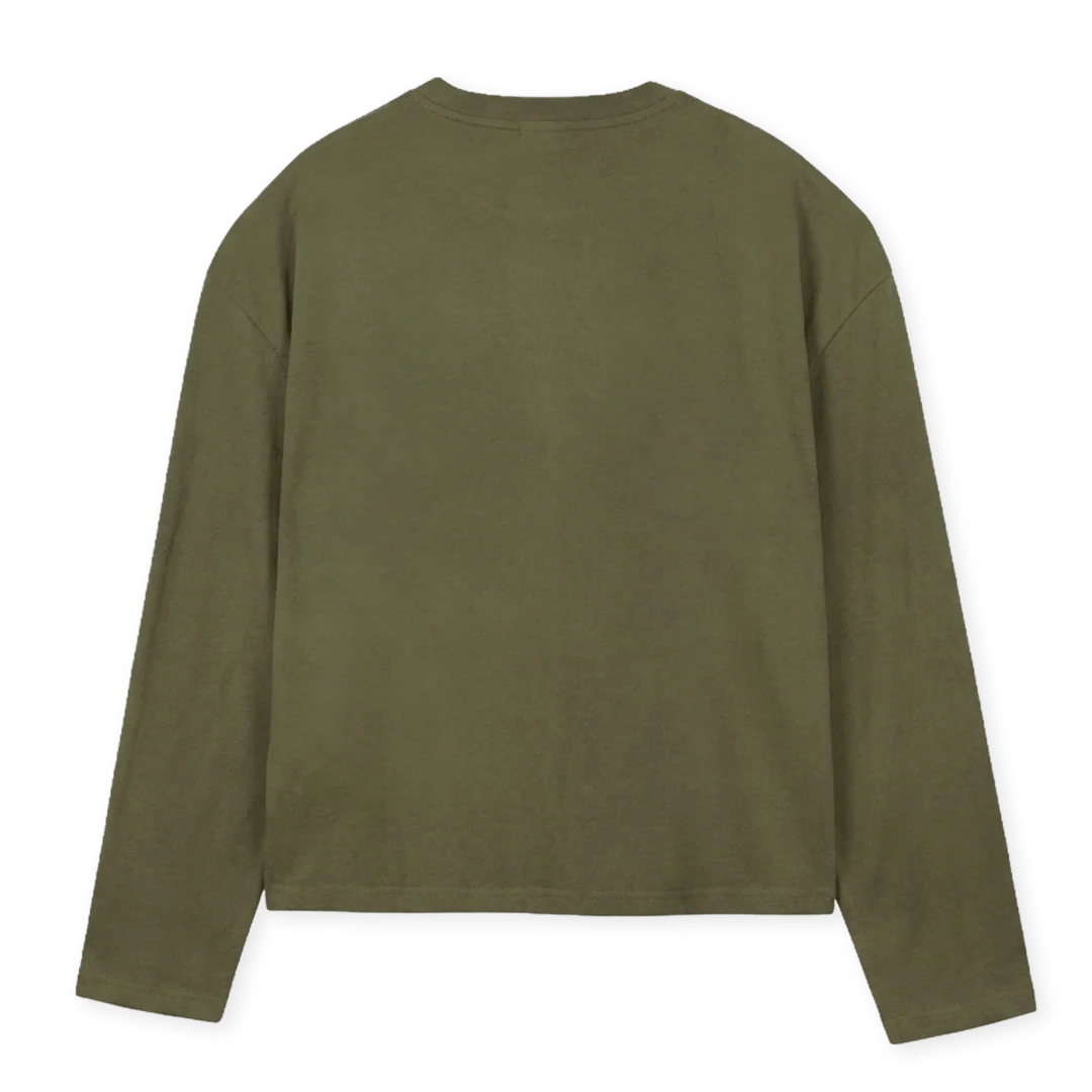 LSOLIVELOGO Vintage Olive Oversized Boxy LS Tee. - Image 2