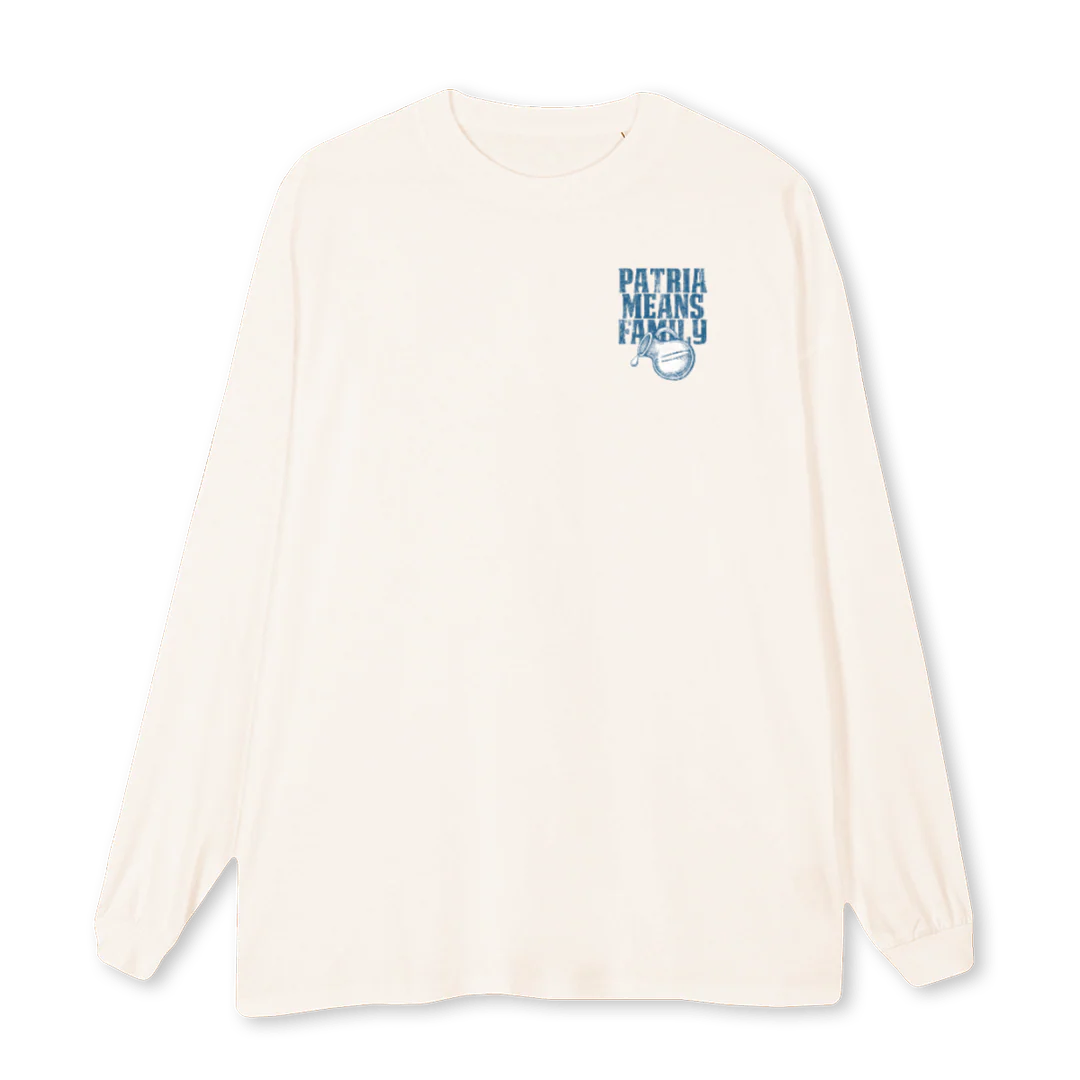 LSPATRIAMEANSFAMILY Vintage White Oversized LS Tee.