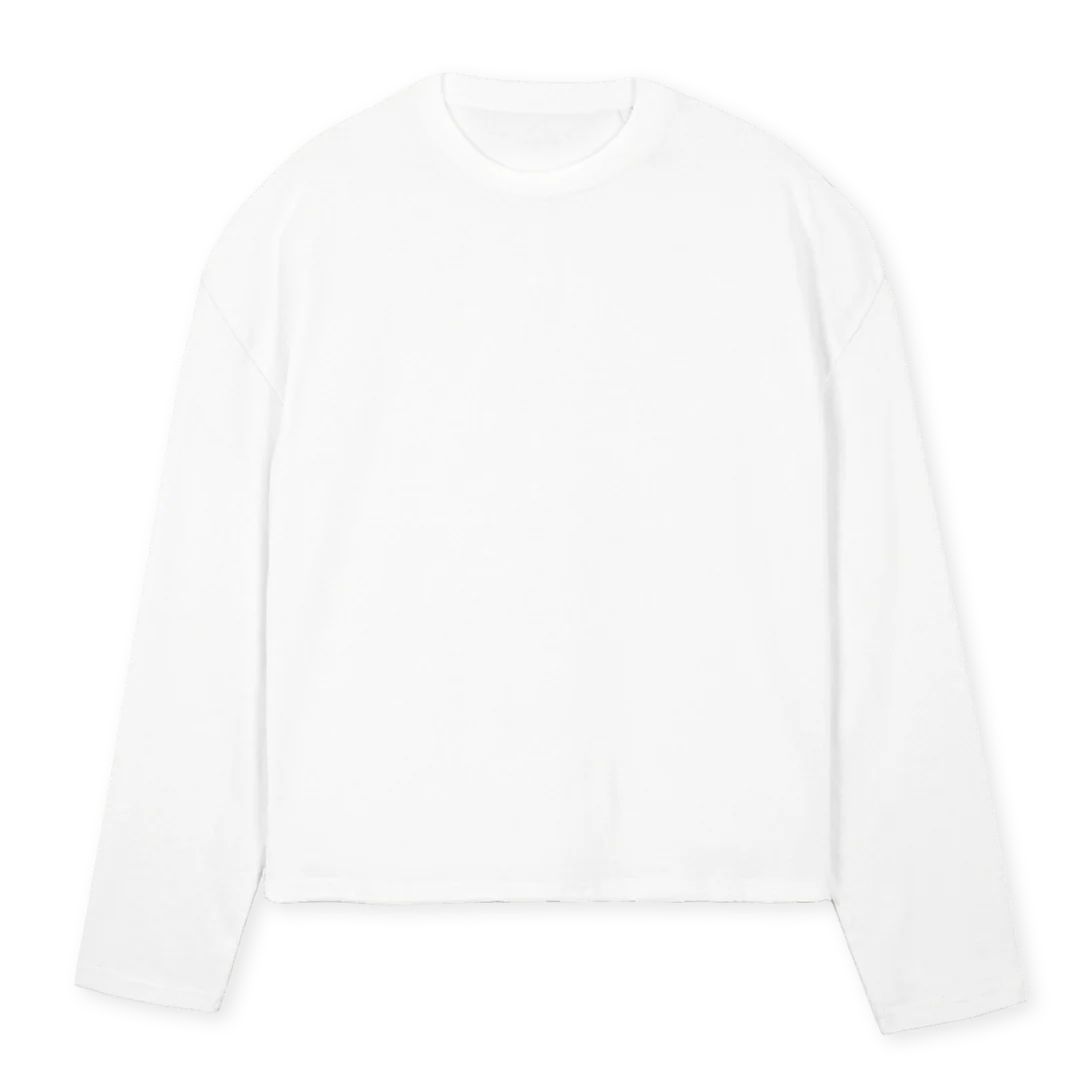 LSPBW White Oversized Boxy LS Tee.
