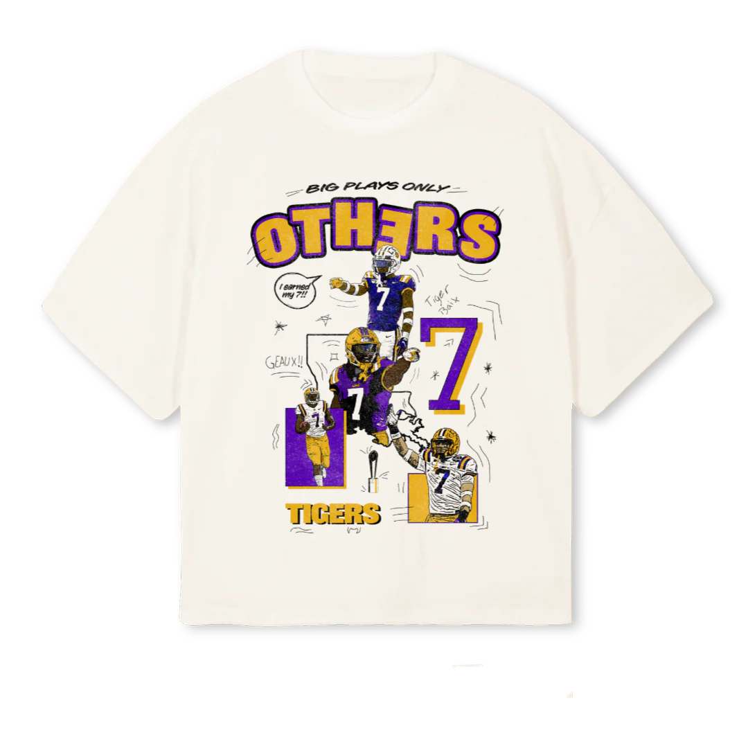 LSU SVNW Vintage White Oversized Boxy Tee.