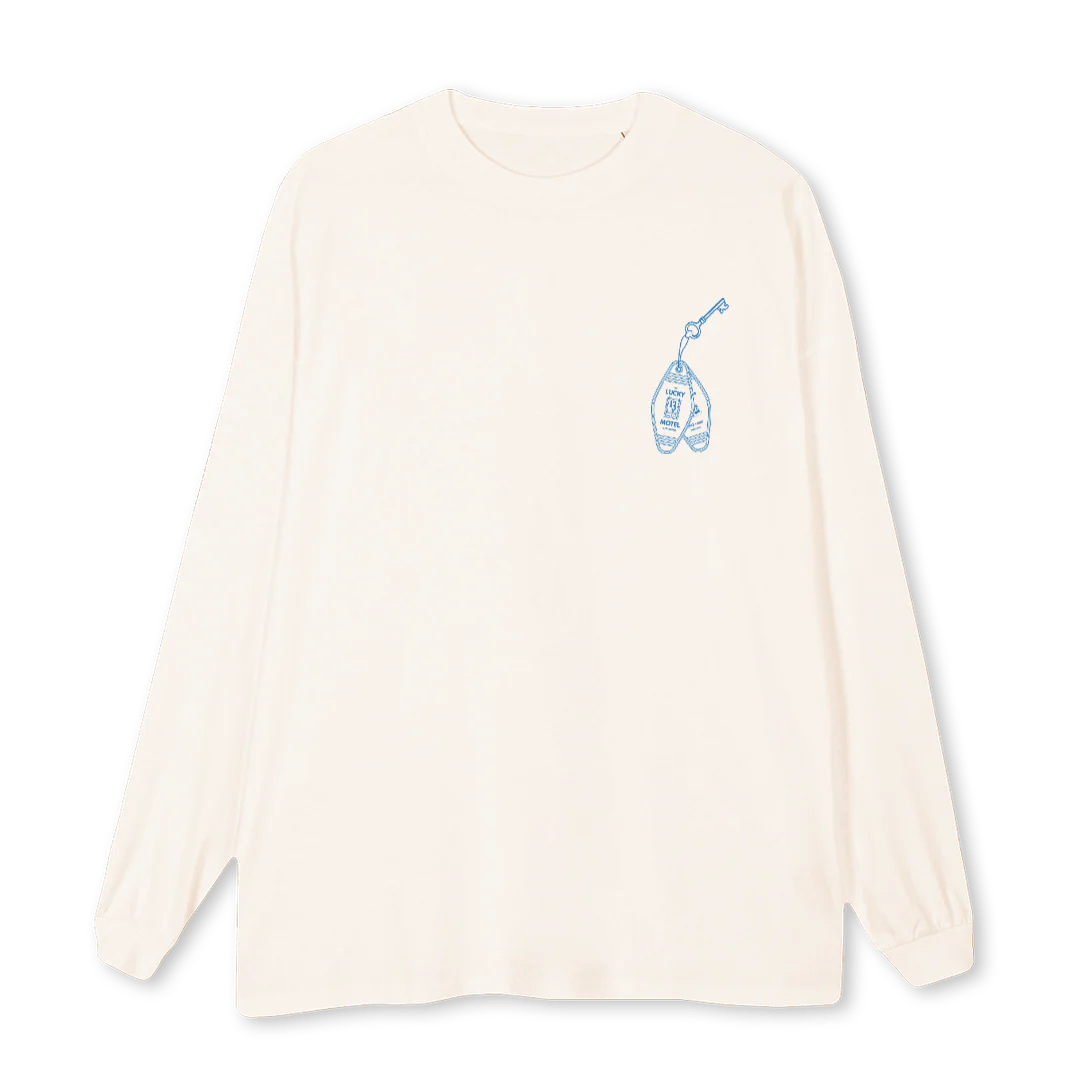 LUCKYMOTEL Vintage White Oversized LS Tee.