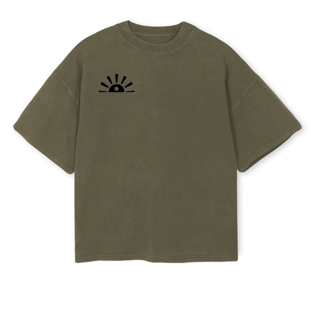 LUKEE Vintage Olive Oversized Boxy Tee.