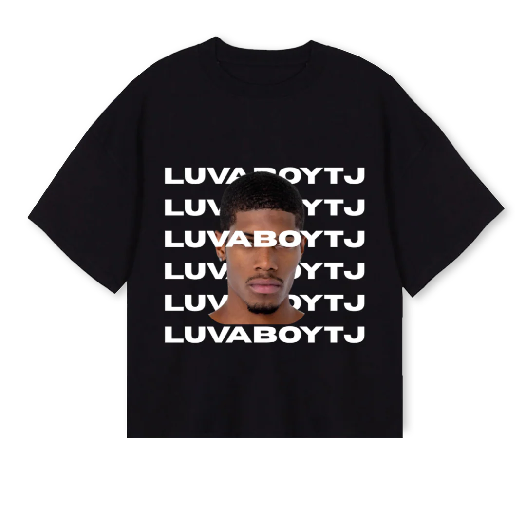 LUVABOY REPEAT Black Oversized Boxy Tee.