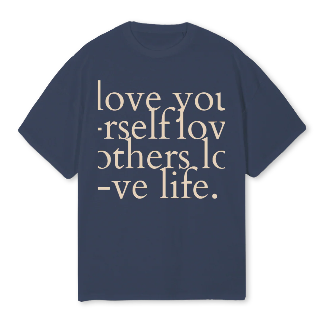 LUVETMSGTEE Navy Blue Oversized Tee.
