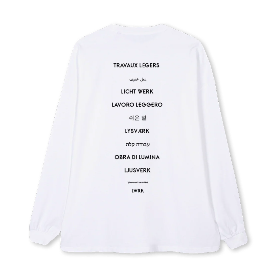 LWRK LANGUAGES White Oversized LS Tee. - Image 2