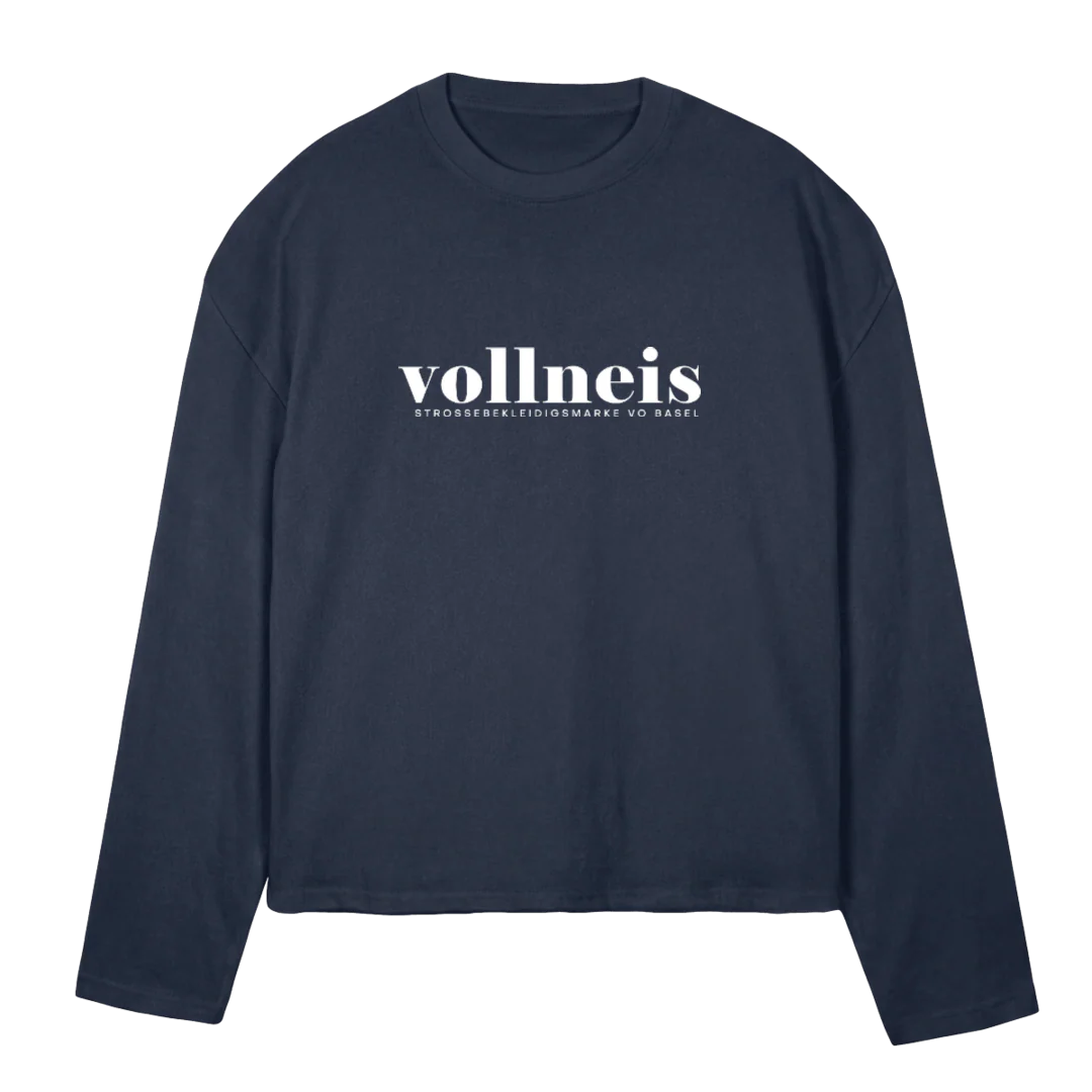 LSNAVYLOGO Navy Blue Oversized Boxy LS Tee.