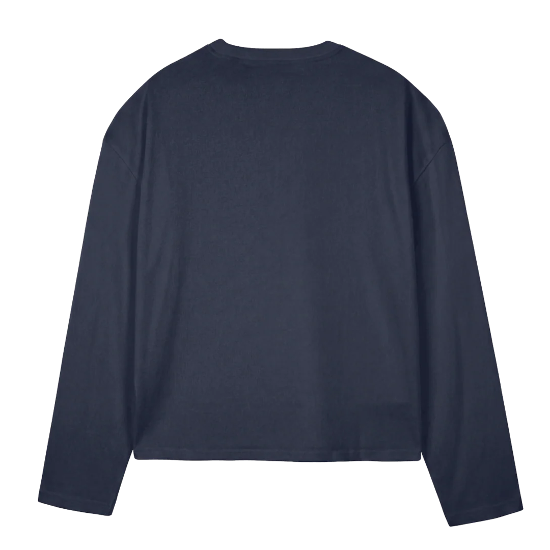LSNAVYLOGO Navy Blue Oversized Boxy LS Tee. - Image 2