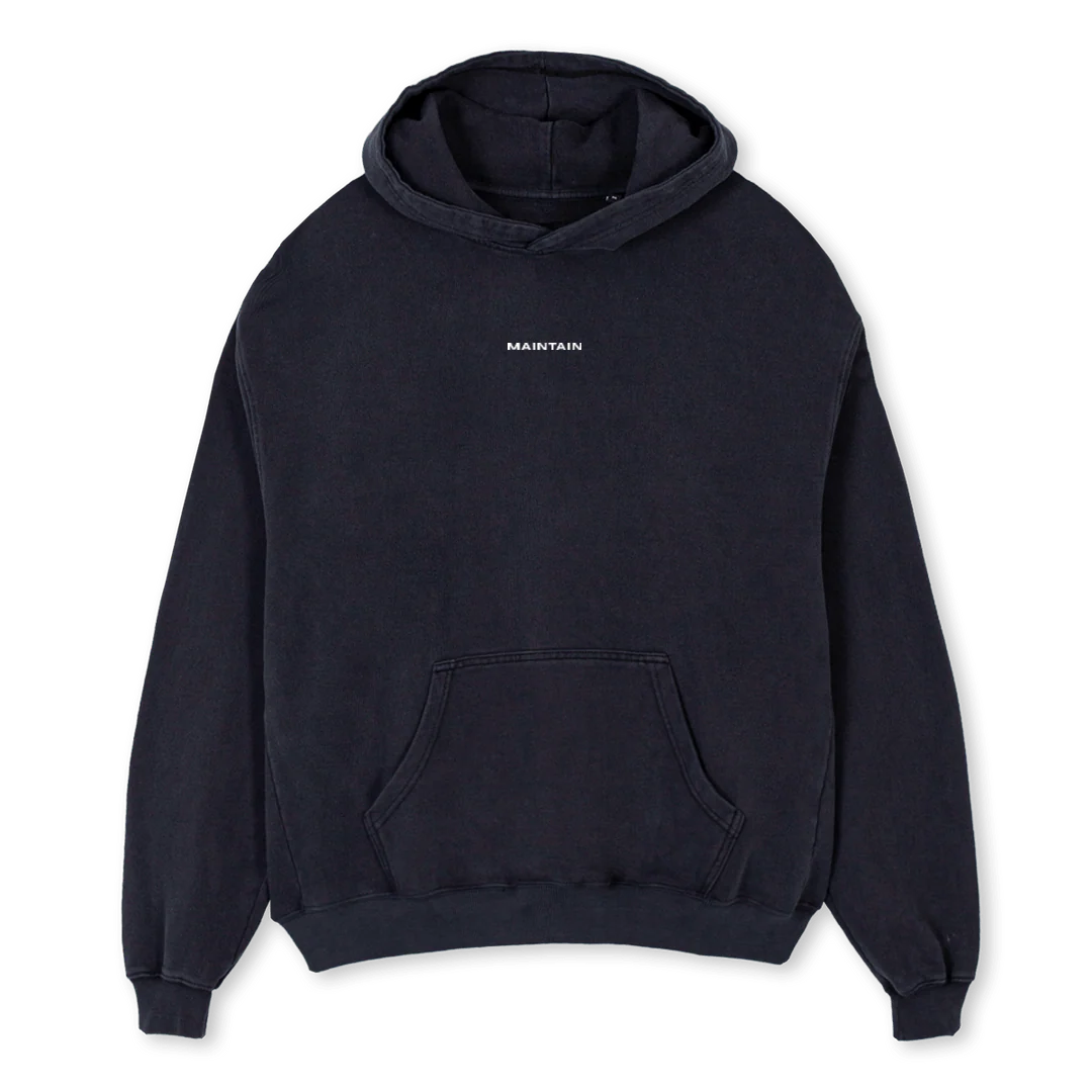 MAINTAIN Vintage Black Oversized Hoodie.