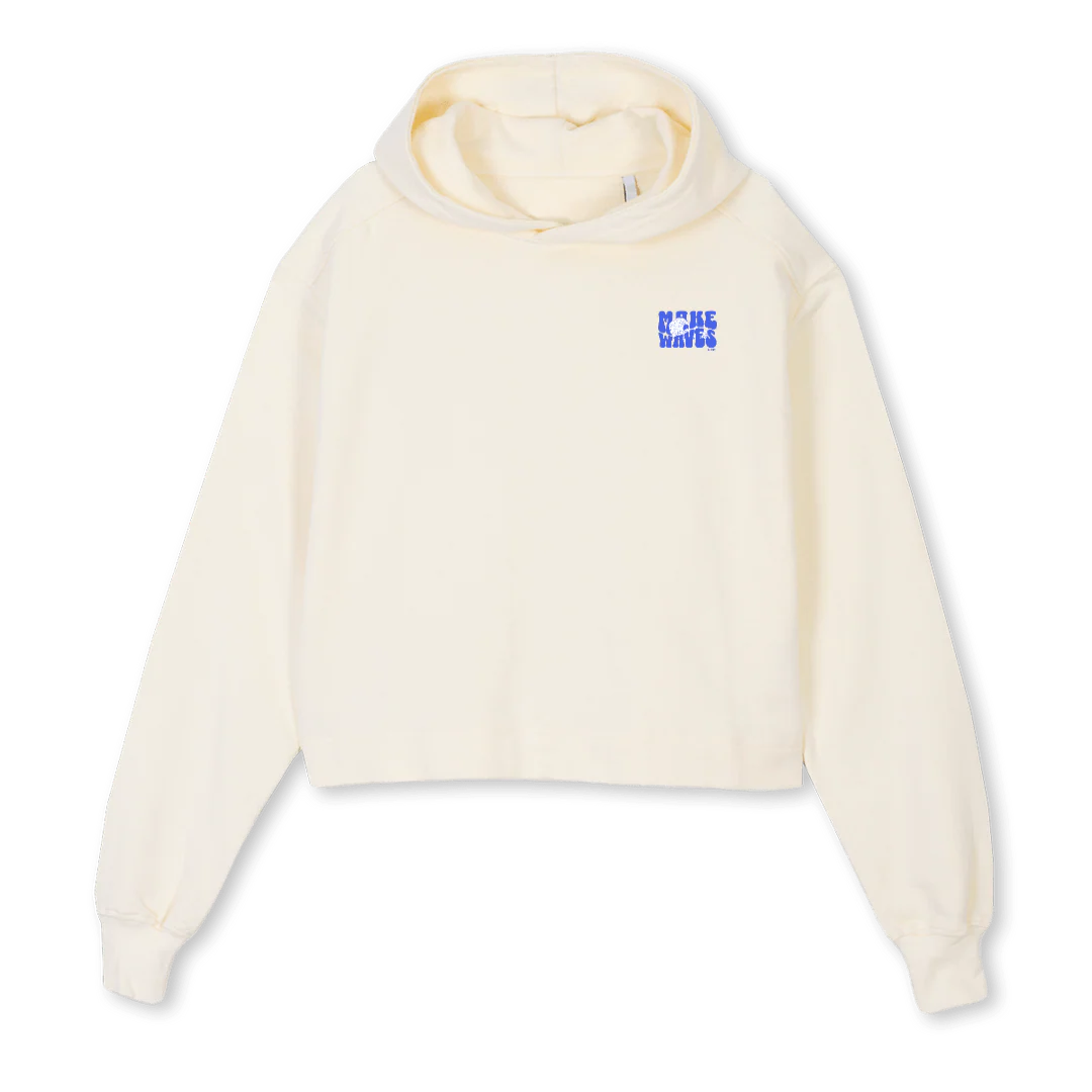 MAKE WAVES  Cream Cropped Hoodie.