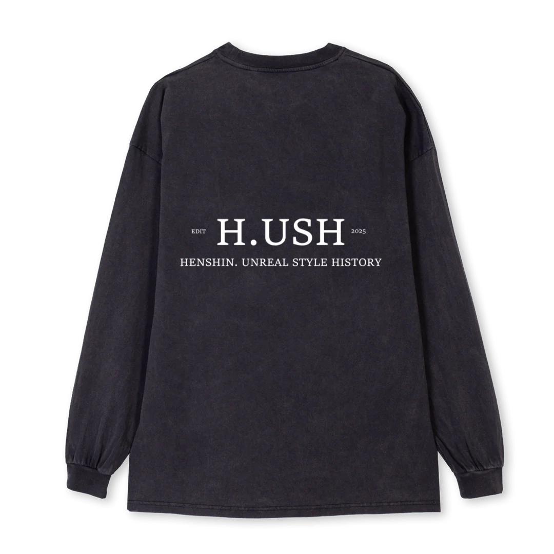 MANCHELONGUEHUSH Vintage Black Oversized LS Tee. - Image 2