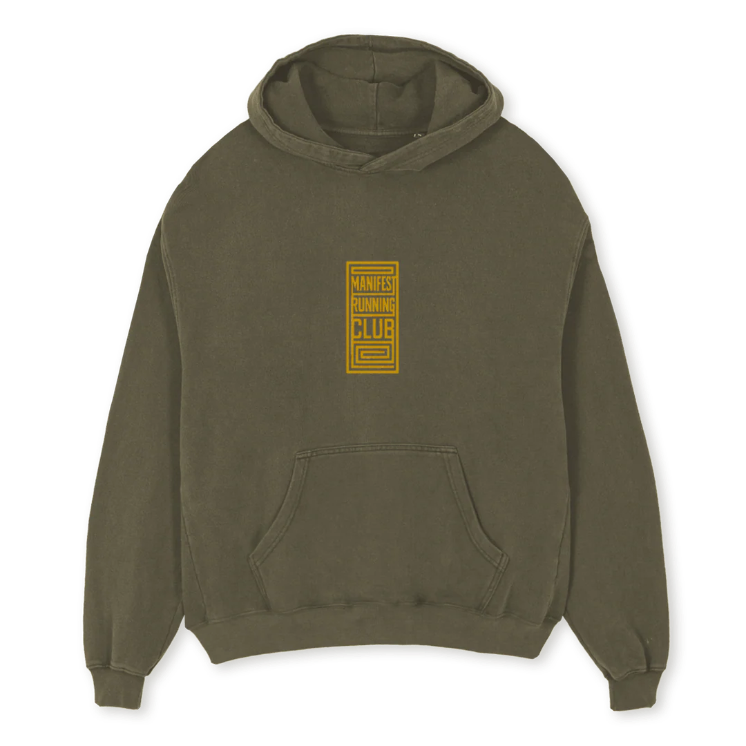 MANIFESTRUNNINGTWO Vintage Olive Oversized Hoodie.