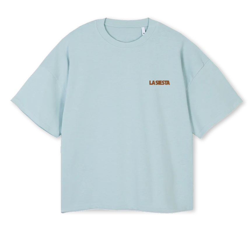 MARBELLADICTIONARY Cold Blue Oversized Boxy Tee.