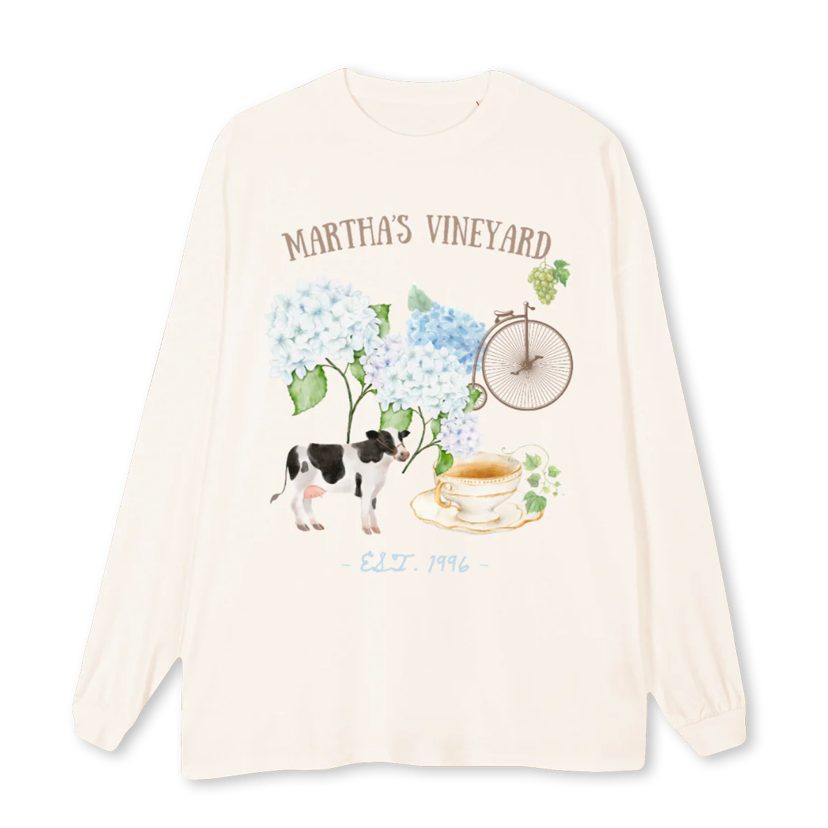 MARTHA Vintage White Oversized LS Tee.