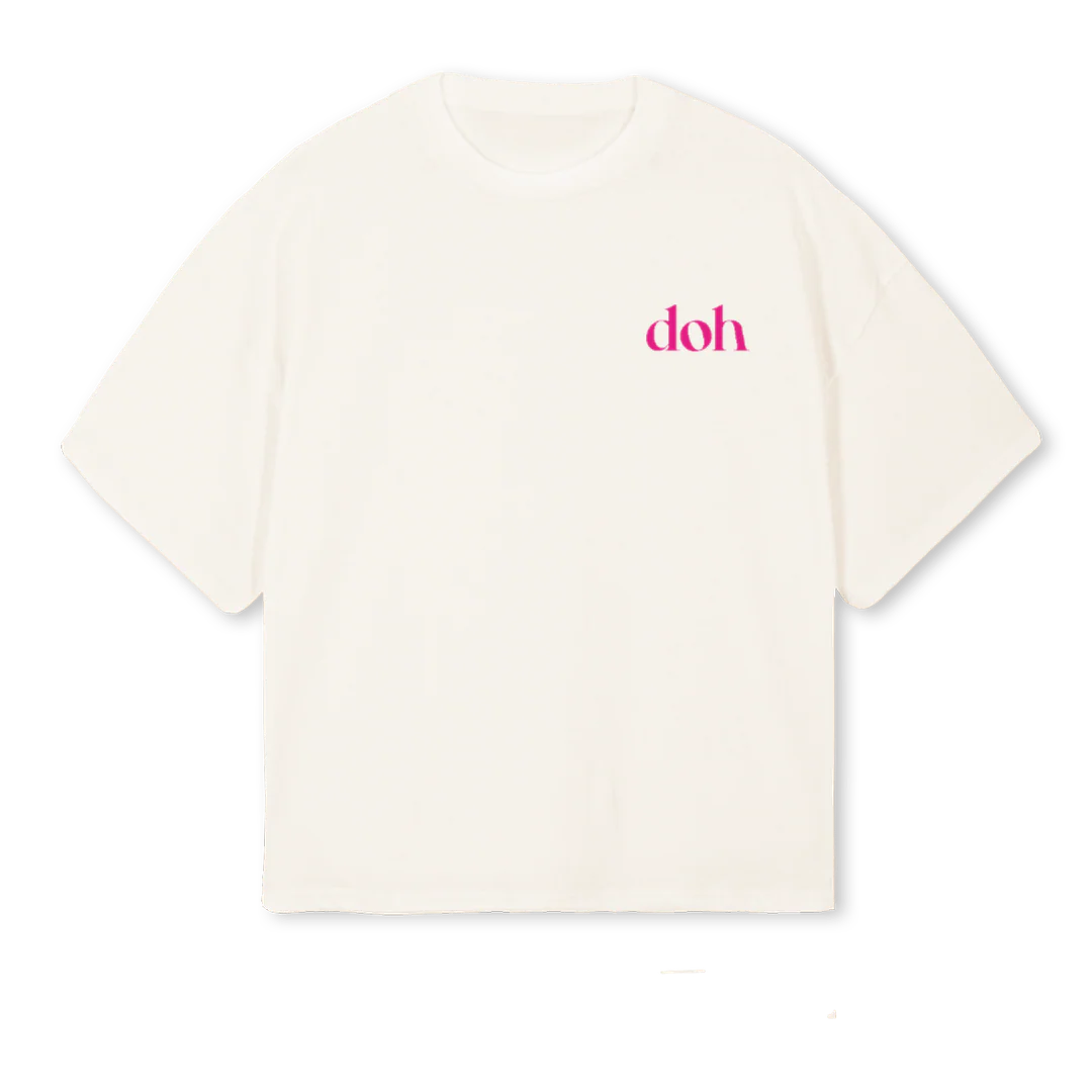 MASCOT PINKK Vintage White Oversized Boxy Tee.