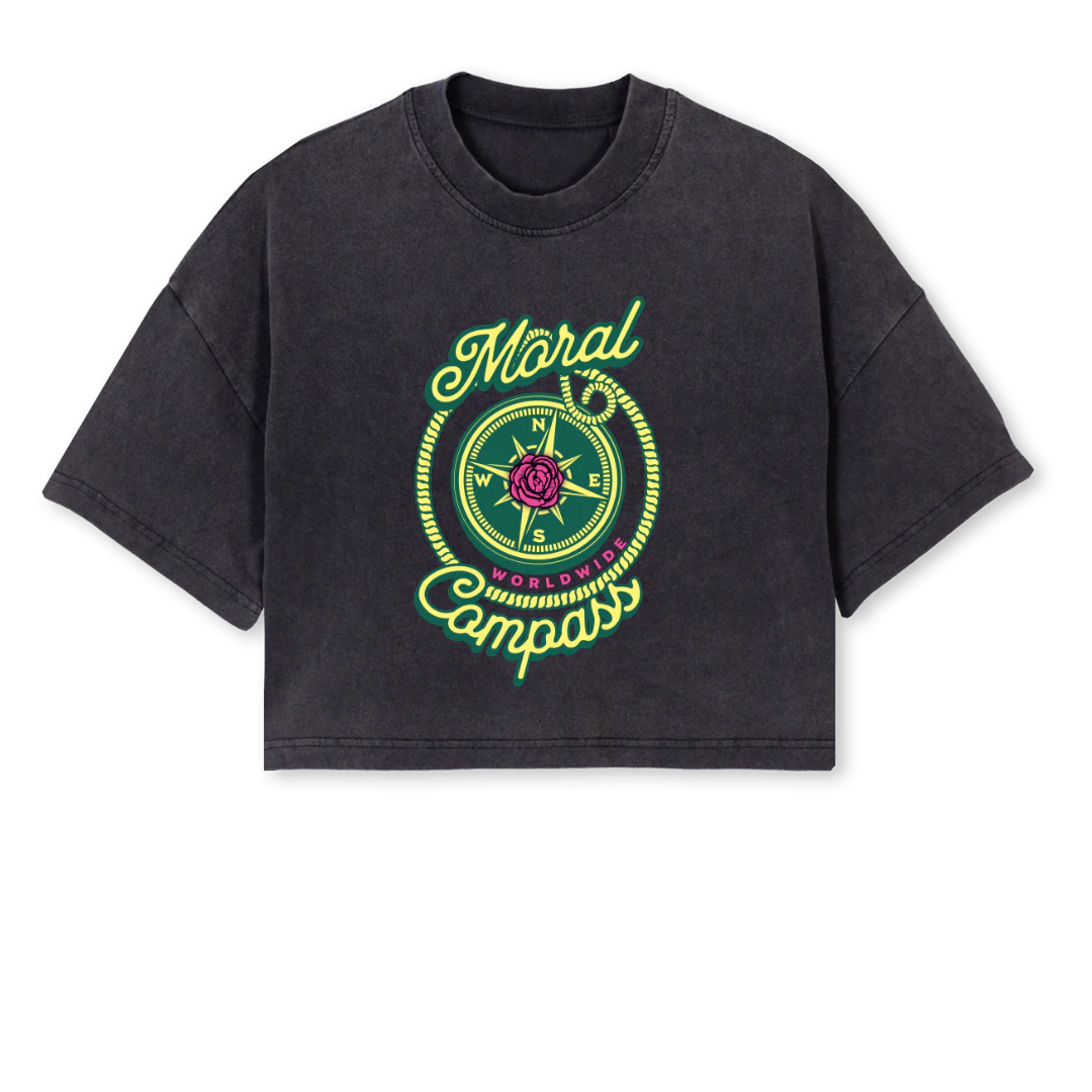 MCSAILCROP Vintage Black Cropped Oversized Tee.